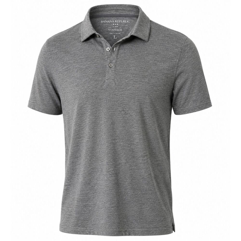 Banana Republic Vintage Gray Polo Shirt Men's L Short Sleeve Collared Button